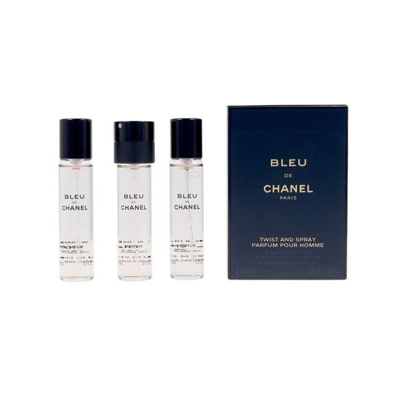 BLEU DE CHANEL - PARFUM POUR HOMME - TWIST AND SPRAY (3 recharges) • CHANEL, Paris • 3 x 20 ml • Parfum pour homme, recharges  Scentia : Parfums et fragrances