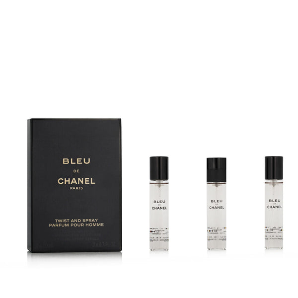 BLEU DE CHANEL - PARFUM POUR HOMME - TWIST AND SPRAY (3 recharges) • CHANEL, Paris • 3 x 20 ml • Parfum pour homme, recharges  Scentia : Parfums et fragrances