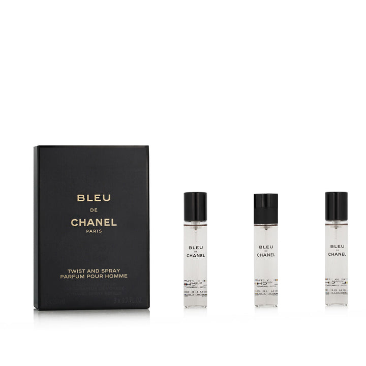 BLEU DE CHANEL - PARFUM POUR HOMME - TWIST AND SPRAY (3 recharges) • CHANEL, Paris • 3 x 20 ml • Parfum pour homme, recharges  Scentia : Parfums et fragrances