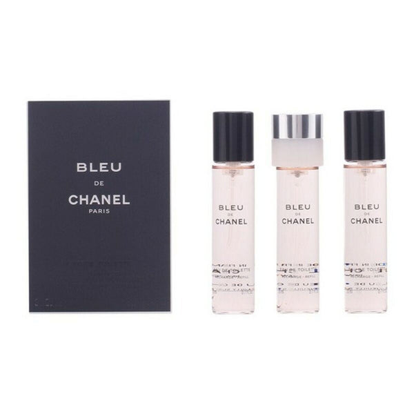 BLEU DE CHANEL - EAU DE TOILETTE (Vaporisateur de sac + 2 recharges) • CHANEL, Paris • 3 x 20 ml • Eau de toilette pour homme, vaporisateur/spray + 2 recharges  Scentia : Parfums et fragrances