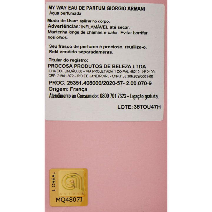 MY WAY - EAU DE PARFUM • GIORGIO ARMANI • 30 ml • Eau de parfum pour femme, vaporisateur/spray  Scentia : Parfums et fragrances
