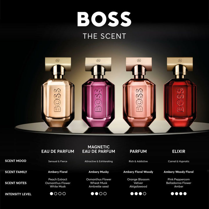 THE SCENT FOR HER ELIXIR • BOSS (HUGO BOSS) • 30 ml • PARFUM INTENSE pour femme  Scentia : Parfums et fragrances