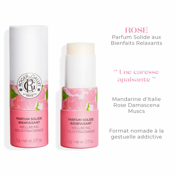 PARFUM SOLIDE BIENFAISANT ROSE • ROGER & GALLET • 5 g • Parfum solide sans alcool unisexe  Scentia : Parfums et fragrances