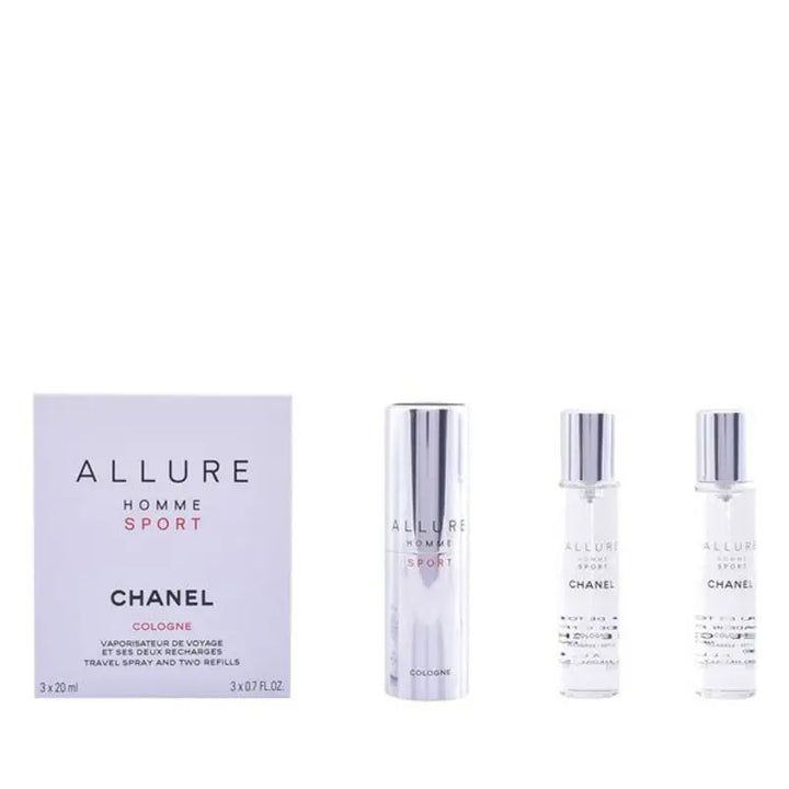 ALLURE HOMME SPORT - COLOGNE (Vaporisateur de voyage et ses 2 recharges) • CHANEL, Paris • 3 x 20 ml • Eau de Cologne sport pour homme, vaporisateur/spray  Scentia : Parfums et fragrances