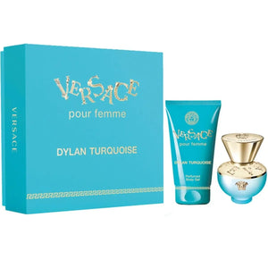 Coffret DYLAN TURQUOISE - EAU DE TOILETTE • VERSACE pour femme • 50 ml • Eau de toilette pour femme vaporisateur/natural spray 50 ml + Gel corps parfumé  Scentia : Parfums et fragrances