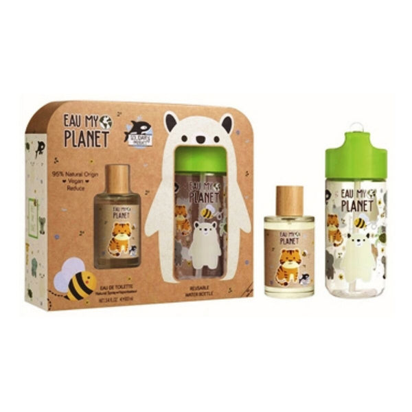 Coffret enfants EAU MY PLANET : EAU DE TOILETTE + gourde • EAU MY PLANET • 100 ml • Eau de toilette pour enfant, VEGAN, 95% d'origine naturelle, vaporisateur/natural spray + gourde  Scentia : Parfums et fragrances