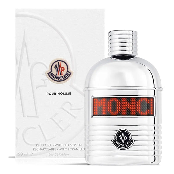 MONCLER POUR HOMME • MONCLER • 150 ml (rechargeable) • Eau de parfum pour homme, avec écran LCD/with LED screen  Scentia : Parfums et fragrances