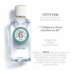 VÉTYVER - Collection HÉRITAGE • ROGER & GALLET • 100 ml • Eau parfumée bienfaisante à l'huile essentielle de vétyver, vaporisateur/spray  Scentia : Parfums et fragrances