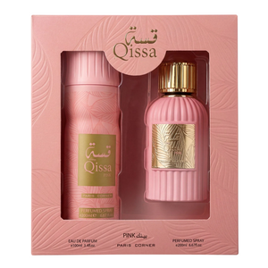 Set Paris Corner: Qissa Pink, Eau De Parfum, For Women, 100 ml + Qissa Pink, Deodorant Spray, For Women, 200 ml  SCENTIA
